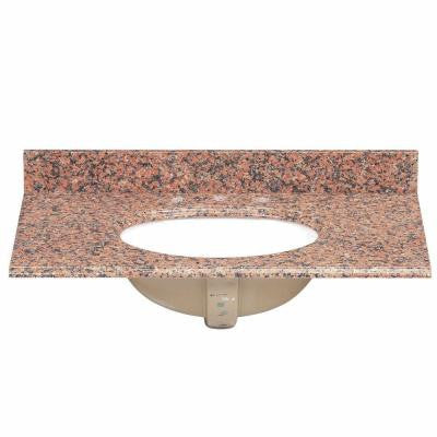 37 in. Granite Vanity Top in Terra Cotta with White Bowl