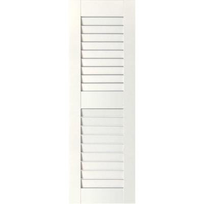 15 in. x 32 in. Exterior Real Wood Sapele Mahogany Louvered Shutters Pair Primed
