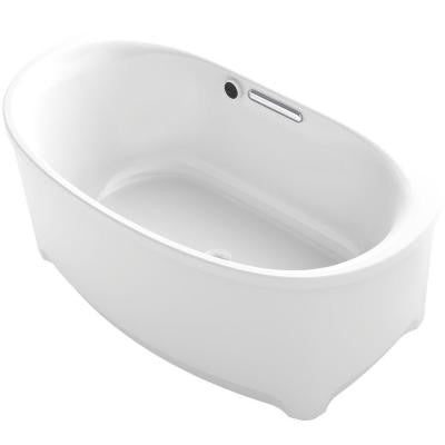 Underscore 5 ft. Center Drain Oval Bathtub with Bask in White