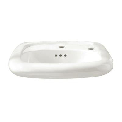 Murro Wall Hung Bathroom Sink with Overflow and Center Hole Only in White