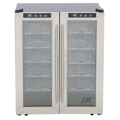 20-3/8 in. 24-Bottle Thermoelectric Wine Cooler with Double Door Dual Zone and Heating
