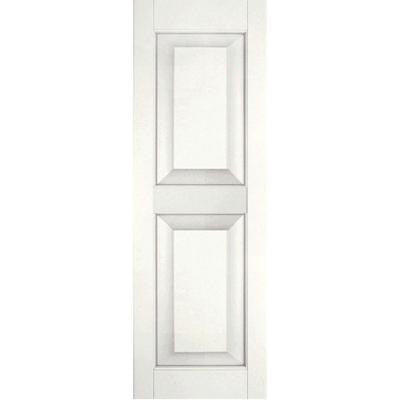 15 in. x 77 in. Exterior Real Wood Western Red Cedar Raised Panel Shutters Pair White