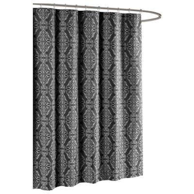 Adisson Printed Cotton Blend 72 in. W x 72 in. L Soft Fabric Shower Curtain Charcoal