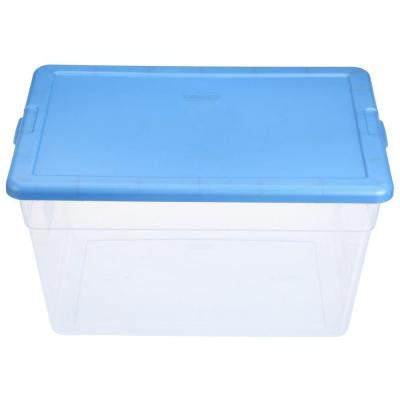 56 Qt. Storage Box in Blue and Clear Plastic