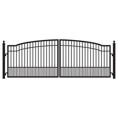 Biscayne 16 ft. x 5 ft. 8 in. Powder Coated Steel Dual Driveway Fence Gate