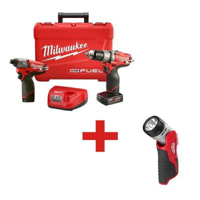 M12 FUEL 12-Volt Lithium-Ion Cordless Hammer Drill/Driver and Impact Combo Kit with M12 12-Volt Battery Work Light