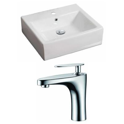 Rectangle Vessel Sink Set in White with Single Hole cUPC Faucet