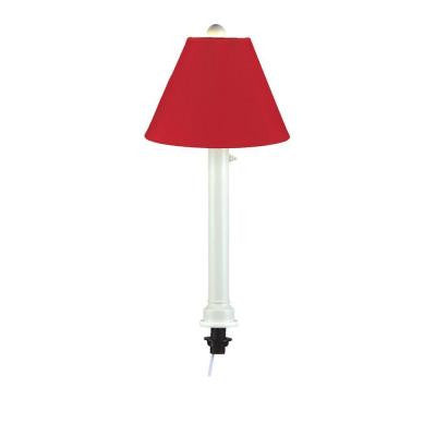 Catalina 28 in. White Umbrella Outdoor Table Lamp with Jockey Red Shade