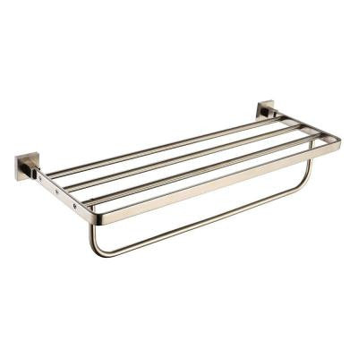 Aura 22.8 in. Bath Towel Rack with Towel Bar in Brushed Nickel