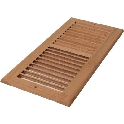 6 in. x 14 in. Wood Unfinished Oak Louvered Cold Air Return Grille with No Damper Box