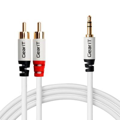 50 ft. 3.5 mm to 2 RCA Stereo Audio Cable with Step Down Design - White (5-Pack)