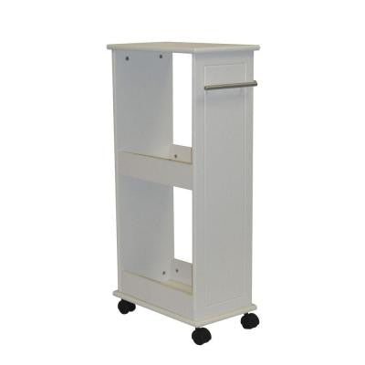 16 in. W Rolling Side Cabinet with Shelves in White