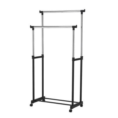 60 in. Metal Double Garment Rail in Black and Chrome