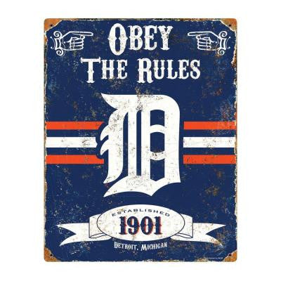 14.5 in. H x 11.5 in. D Heavy Duty Steel Detroit Tigers Embossed Metal Sign Wall Art