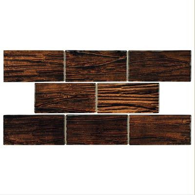 Aspen Subway Mahogany 3 in. x 6 in. x 5 mm Glass Wall Tile (1 sq. ft. / pack)