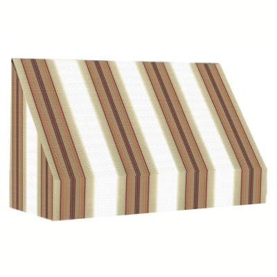 12 ft. New Yorker Window/Entry Awning (56 in. H x 36 in. D) in White/Linen/Terra cotta Stripe