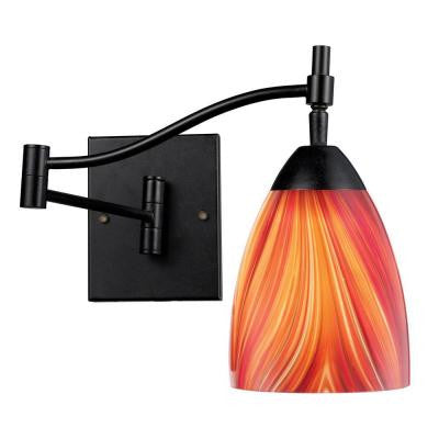 Celina 1-Light Dark Rust Wall-Mount Swingarm Sconce