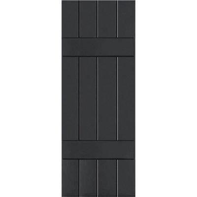 15 in. x 76 in. Exterior Real Wood Sapele Mahogany Board and Batten Shutters Pair Black