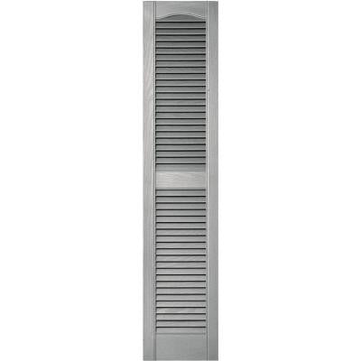 12 in. x 55 in. Louvered Vinyl Exterior Shutters Pair in #030 Paintable