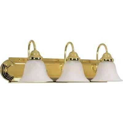 Sophrosyne 3-Light Polished Brass Bath Vanity Light with Alabaster Glass