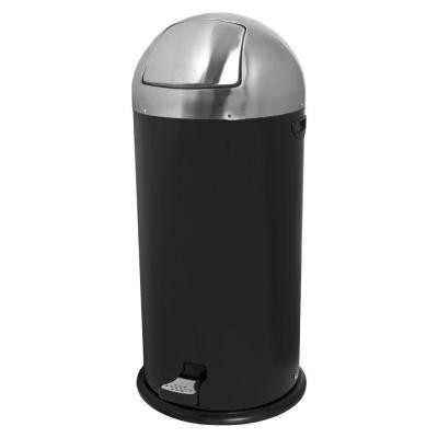 13.5 Gal. Black/Chrome Round Top Pedal Trash Can