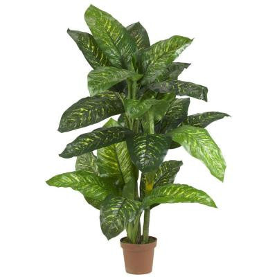 Green 5 ft. Dieffenbachia Silk Plant (Real Touch)