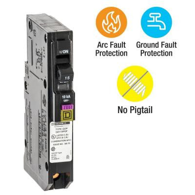 QO 15 Amp Single-Pole Plug-On Neutral Dual Function (CAFCI and GFCI) Circuit Breaker