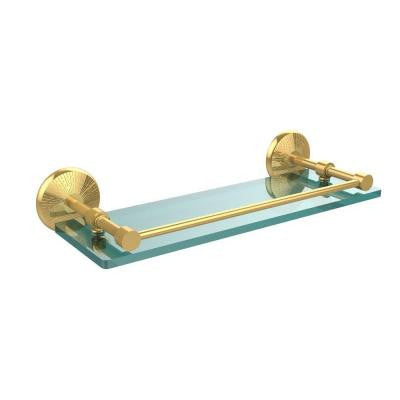 Monte Carlo 16 in. W x 16 in. L Tempered Glass Shelf with Gallery Rail in Polished Brass