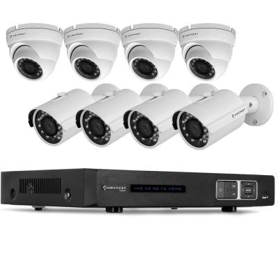1080P Tribrid HDCVI 8CH 3TB DVR Security System with 4 x 2.1MP Bullet Cameras and 4 x 2.1MP Dome Cameras - White