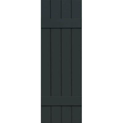 15 in. x 36 in. Exterior Composite Wood Board and Batten Shutters Pair Dark Green