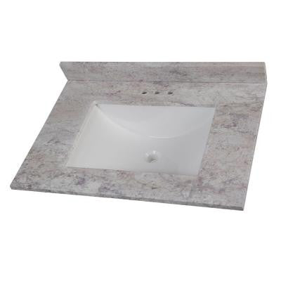 31 in. Stone Effects Vanity Top in Winter Mist with White Basin