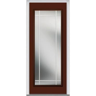 30 in. x 80 in. Classic Clear Glass PIM Full Lite Painted Fiberglass Smooth Prehung Front Door