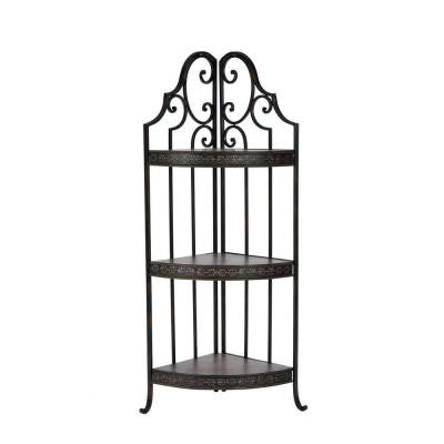 Kristina Corner Unit Etagere in Dark Cherry