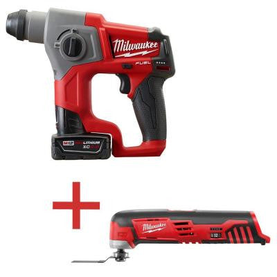 M12 FUEL 12-Volt Lithium-Ion Cordless Brushless 5/8 in. SDS Plus Rotary Hammer Kit with M12 Multi-Tool