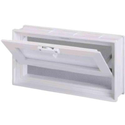 7-3/4 in. x 15-3/4 in. Glass Block Universal Hopper Vent in White