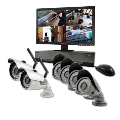 8-Channel 1 TB DVR Surveillance System with 2 Wireless 4 Wired Bullet Cameras and 21.5 in. Monitor