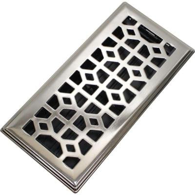 Abstract 4 in. x 12 in. Steel Floor Register - Brushed Nickel