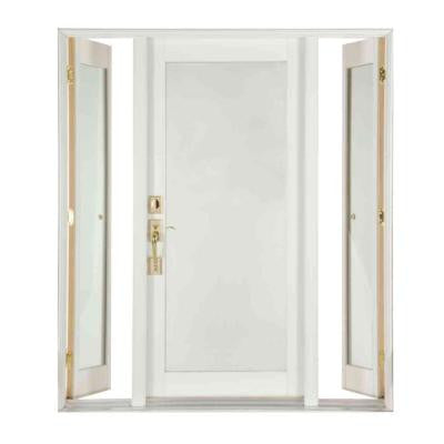 Pro Series White Full Lite Wood Prehung Front Door with Venting Sidelites