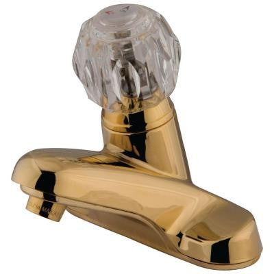 4 in. Centerset Single-Handle Low-Arc Bathroom Faucet in Polished Brass