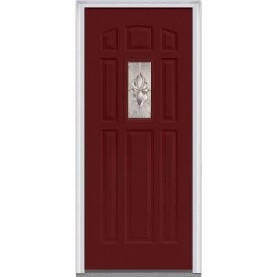 32 in. x 80 in. Heirloom Master Decorative Glass 1/4 Lite Painted Majestic Steel Prehung Front Door