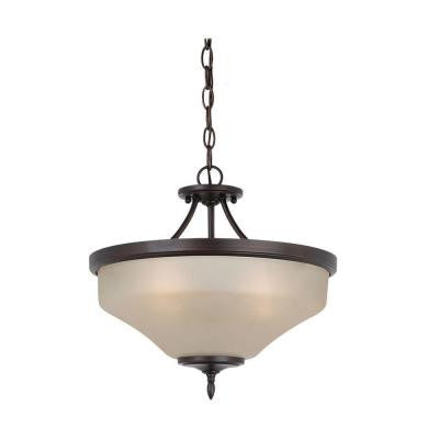 Montreal 3-Light Burnt Sienna Semi-Flush Mount Light