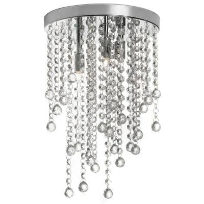 Basilia 3 Light Polished Chrome Semi-Flush Mount Light with Crystal Accents