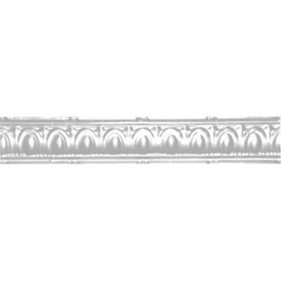 3-1/2 in. x 4 ft. x 3-1/2 in. Powder-Coated White Nail-up/Direct Application Tin Ceiling Cornice (6-Pack)