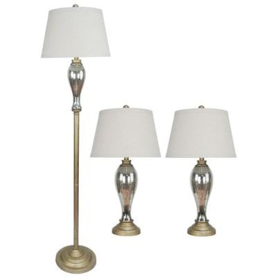 3-Piece Antique Gold Lamp Set