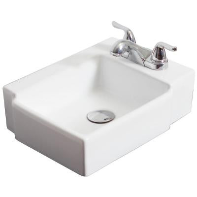 16.25-in. W x 12-in. D Above Counter Rectangle Vessel Sink In White Color For 4-in. o.c. Faucet