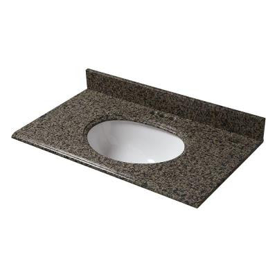 31 in. x 22 in. Granite Vanity Top in Quadro with White Bowl and 4 in. Faucet Spread