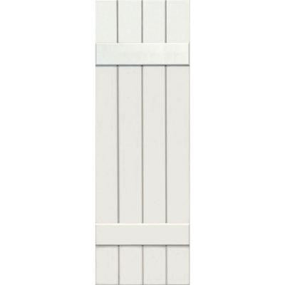 15 in. x 47 in. Exterior Composite Wood Board and Batten Shutters Pair White
