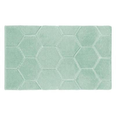 Pearl Honeycomb Sea Foam 17 in. x 24 in. Bath Mat