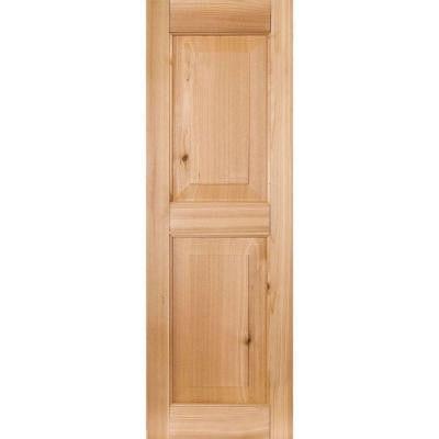 18 in. x 47 in. Exterior Real Wood Sapele Mahogany Raised Panel Shutters Pair Unfinished