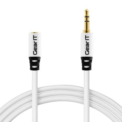 15 ft. 3.5 mm Stereo Audio Extension Cable with Step Down Design - White (5-Pack)